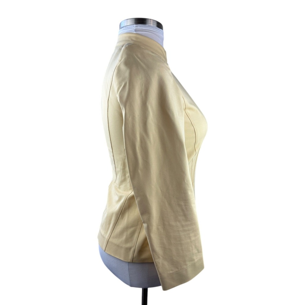 Lafayette 148 New York Pleated Stretch Full Zip Fitted Yellow Jacket Size 6 Chic - Picture 11 of 16
